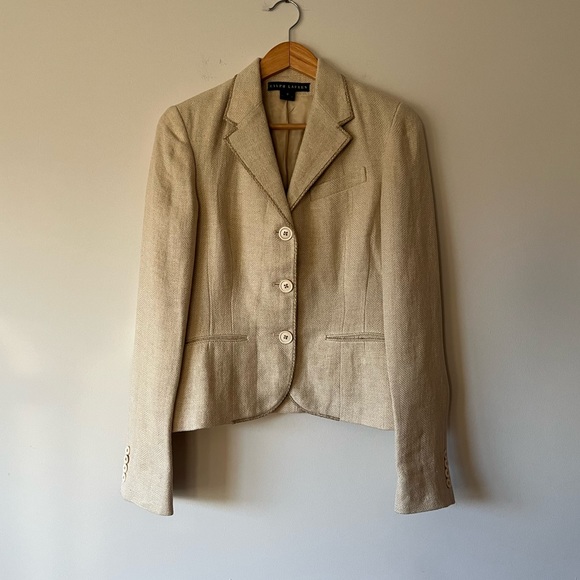NWOT Ralph Lauren Black Label Gold Linen Blazer Suit Jacket - Picture 1 of 13